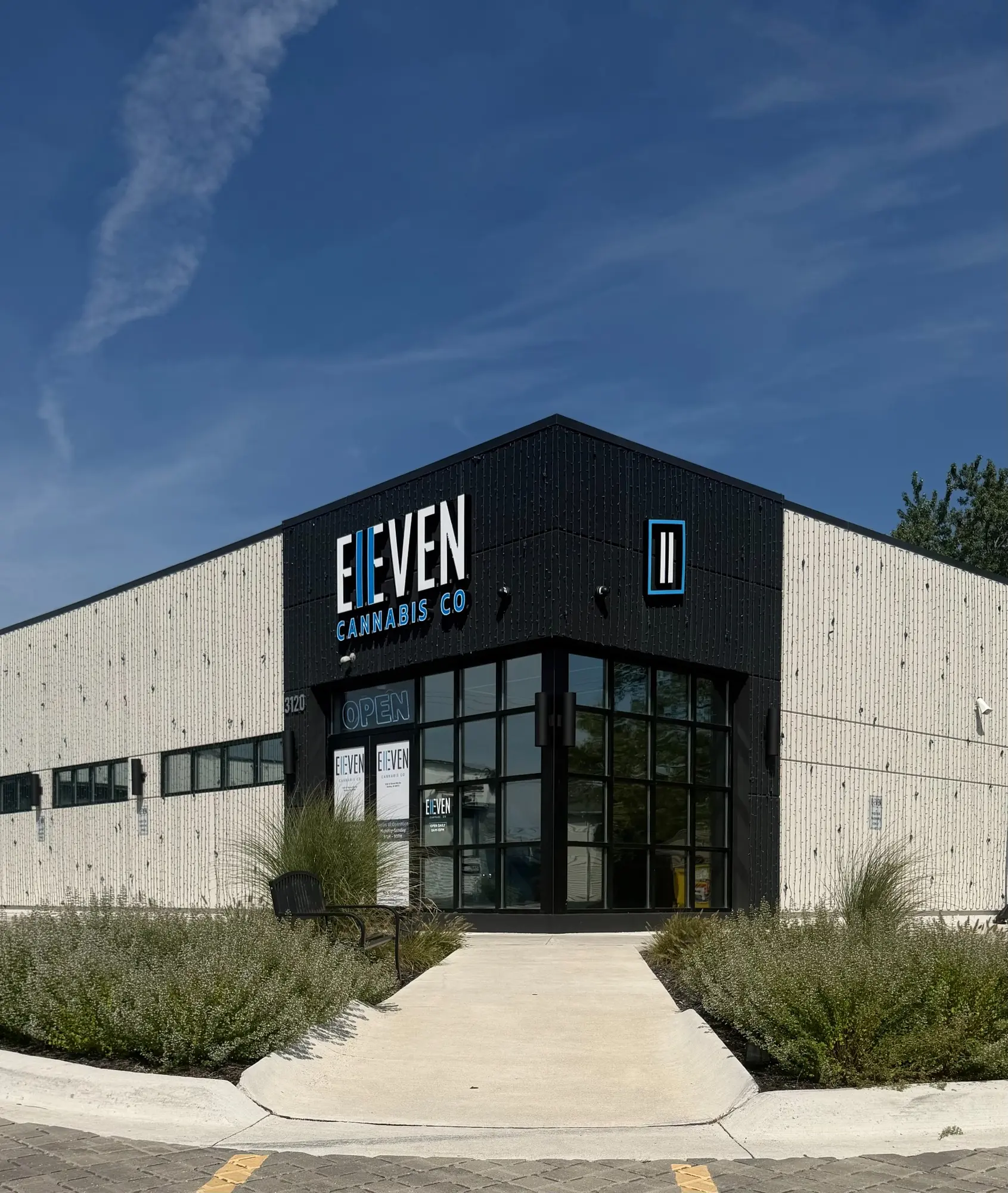 Eleven Cannabis Co. storefront sign and entrance in Berkley, Michigan